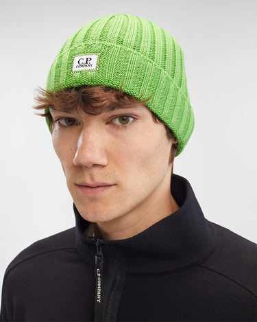 Extra Fine Merino Wool Logo Beanie Classic Green
