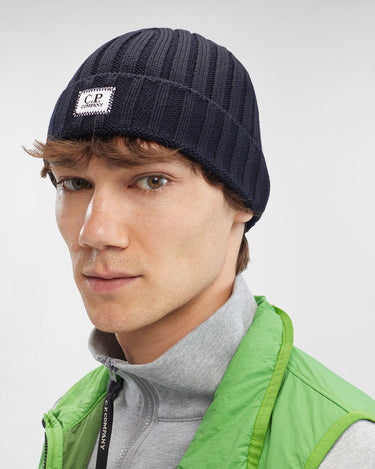 Extra Fine Merino Wool Logo Beanie Total Eclipse