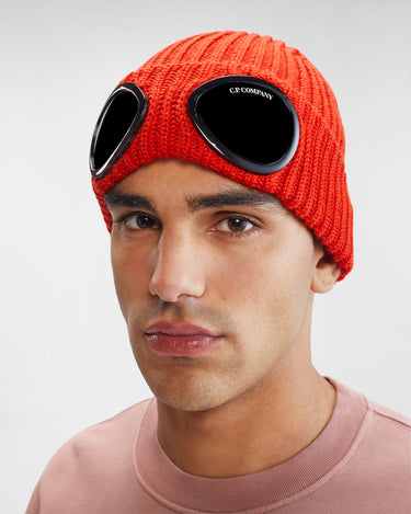 Extra Fine Merino Wool Goggle Beanie Pompeian Red
