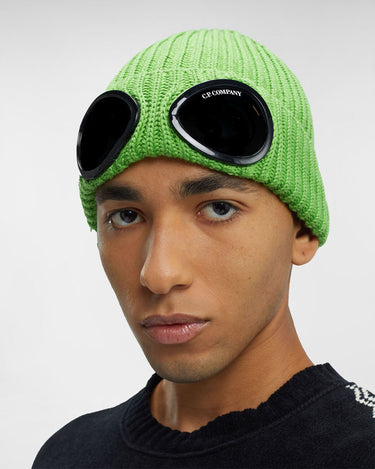 Extra Fine Merino Wool Goggle Beanie Green