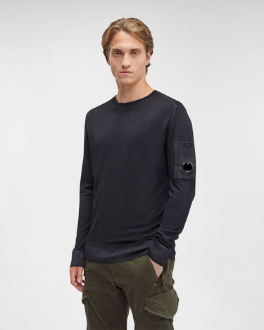 Merino Wool Plain Jumper Black