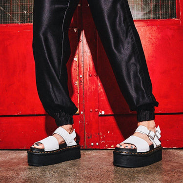 Voss Women's Leather Strap Platform Sandals White