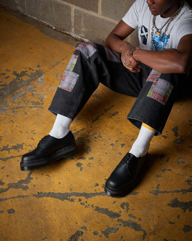 Unisex Vegan 1461 Mono Felix Platform Shoes Black Felix Rub Off