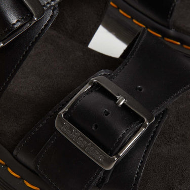 Unisex Josef Analine Leather Buckle Slide Sandals Black Analine