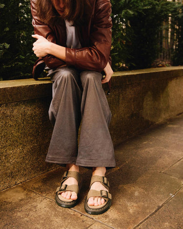 Unisex Josef Nubuck Leather Buckle Slide Sandals Savannah Tan Tumbled Nubuck