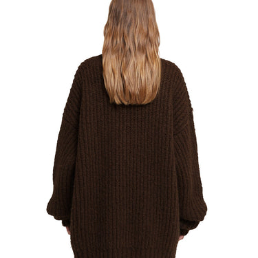 Blended wool v-neck sweater "Warm Winter"  Chocolate