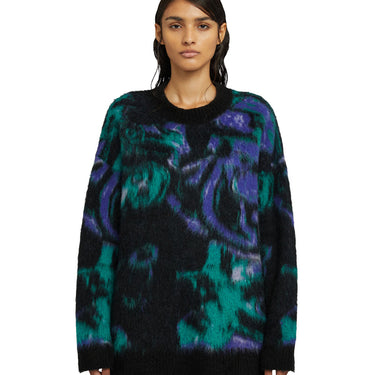 Rounded-collar sweater with "Magma" print Green