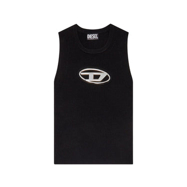 Diesel M-Onerva-Top Cut-out knit top with logo plaque Black
