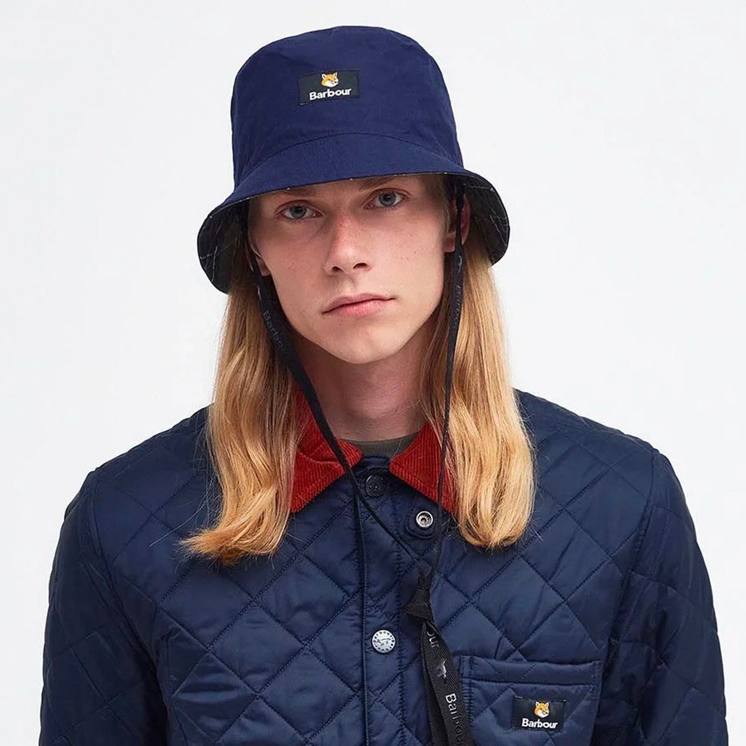 Barbour x Maison Kitsuné Reversible Bucket Hat Dark Navy – rue de can