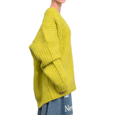 Blended wool v-neck sweater "Warm Winter" Yellow