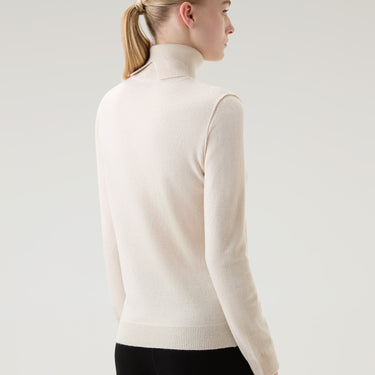 Turtleneck Sweater in Wool Blend Milky Cream
