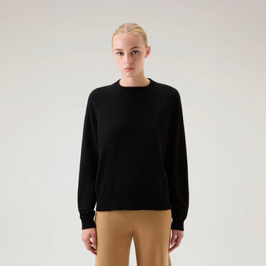Crewneck Sweater in Wool Blend Black