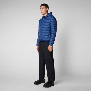 Men's Donald Hooded Puffer Jacket In Eclipse Blue