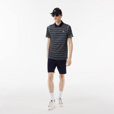 Men’s Golf Recycled Polyester Stripe Polo Navy Blue
