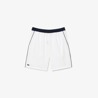 Recycled Fabric Stretch Tennis Shorts White /  Navy Blue