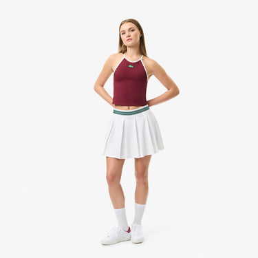 Women's Piqué Tennis Skirt with Built-In Shorts White / Green