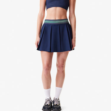 Women's Piqué Tennis Skirt with Built-In Shorts Navy Blue