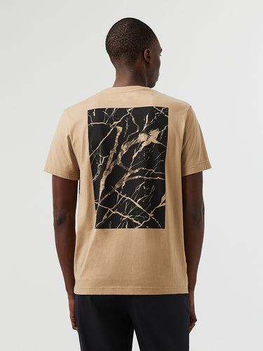 Marble Print Cotton T-Shirt JANTA V1.Y7.02 Brown / Beige
