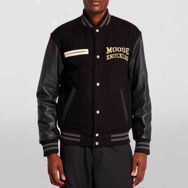 Men's Black Gold Moose Varsity Bomber Jacket