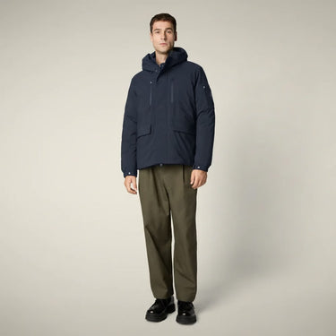 Men's HIRAM Hooded Parka in Blue Black