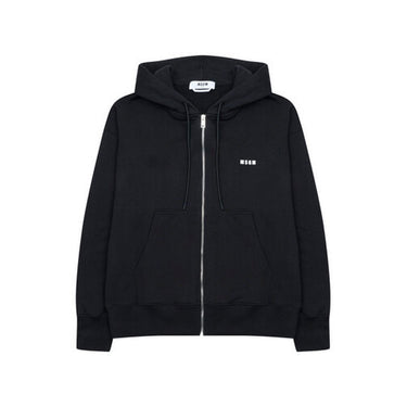 Men's Micrologo Print Zip Hoodie Black