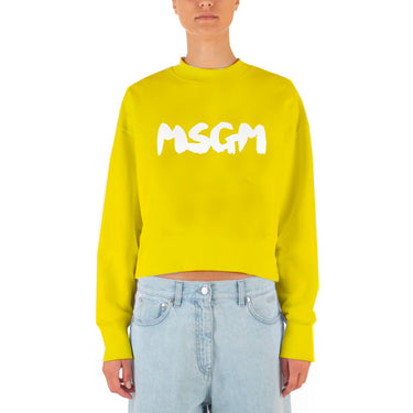 Msgm Brush Print Sweatshirt Yellow