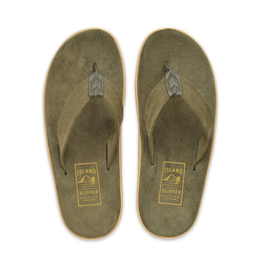 ISLAND SLIPPER<br>MEN'S THONG CLASSIC ULTIMATE SUEDE ARMY