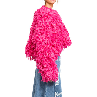 Sweater with "Boucle Meta fur" concept Fucsia