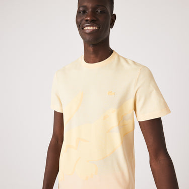 Men's Crocodile Print Crew Neck Stretch Organic Cotton T-Shirt  Yellow