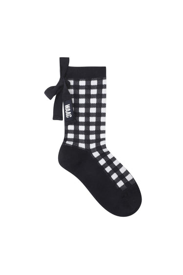 Women's Check Ribbon Socks NAVY