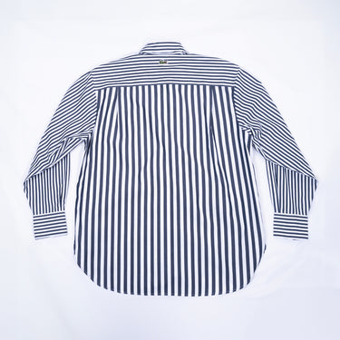 Women's Lacoste x Bandier Striped Cotton Poplin Shirt Navy Blue / White