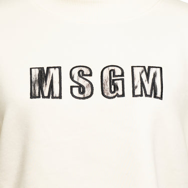 Women's Msgm Lynx Printed Sweatshirt Off White
