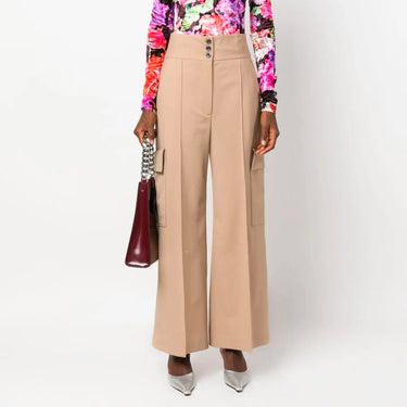 Women's high-waisted cargo pants Beige