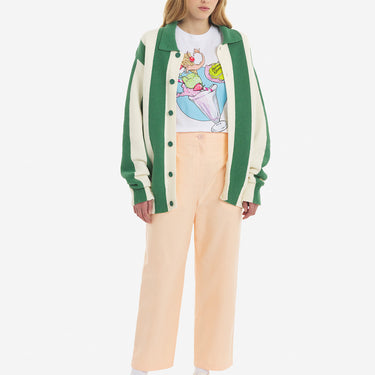 One Pleat Cropped Pants Peach