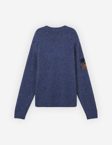 Fox Intarsia Comfort Jumper Denim Blue Melange
