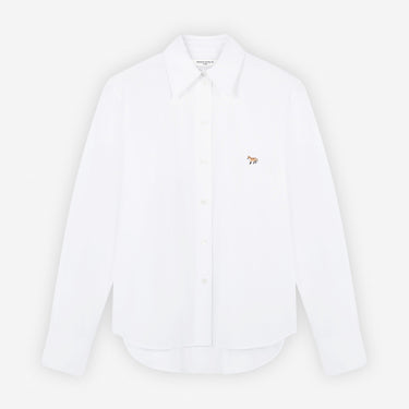 Women's Classic Shirt With Baby Fox Patch In Cotton Poplin White