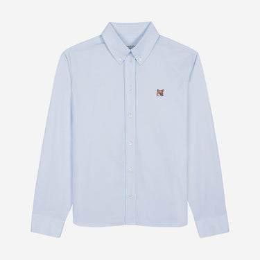 Women's Button-down Classic Shirt With Institutional Fox Head Patch In Oxford Light Blue