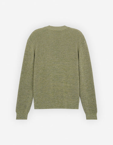Men's Maison Kitsune Handwriting Comfort Cardigan Khaki Green Melange