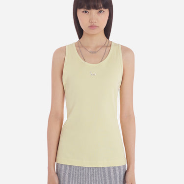 Women's Baby Fox Patch Ribbed Tank Top Chalk Yellow