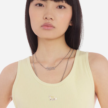 Women's Baby Fox Patch Ribbed Tank Top Chalk Yellow
