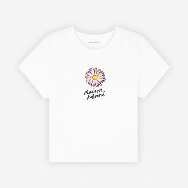 Women's Floating Flower Baby Tee-shirt White