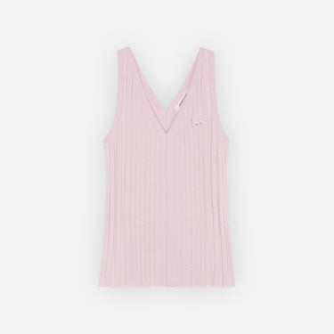 Women's Baby Fox Patch Ribbed Tank Top Lilac
