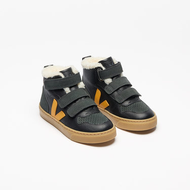 Kids' V-10 MID FURED LEATHER BLACK OURO GRAFITE