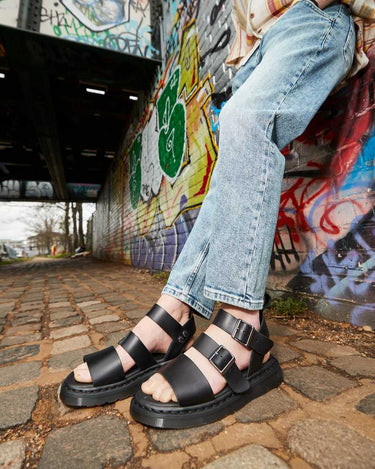 Unisex Gryphon Brando Leather Gladiator Sandals Black