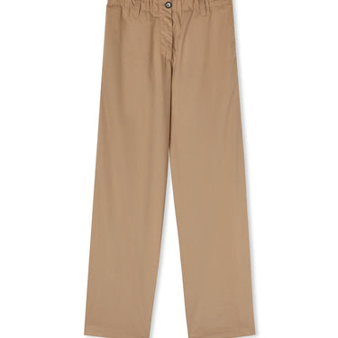 Cotton Full-length Straight Pants Beige