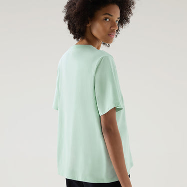 Embroidered Logo T-shirt in Pure Cotton HARBOR GREEN