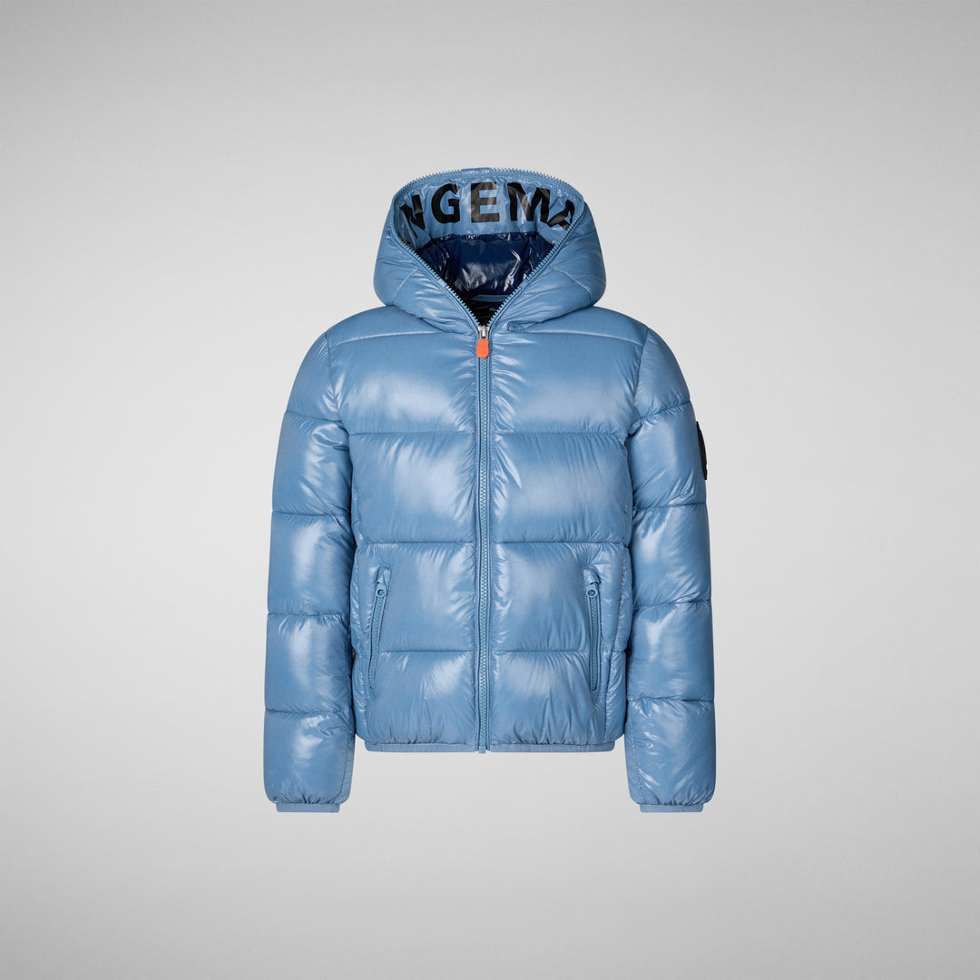 BOYS' ARTIE HOODED PUFFER JACKET IN CORONET BLUE – rue de can