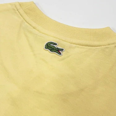 Men's Crew Neck Embroidered Logo Cotton T-shirt Yellow