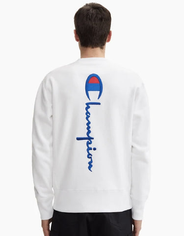 VERTICAL SCRIPT LOGO BACK REVERSE WEAVE SWEATSHIRT WHITE