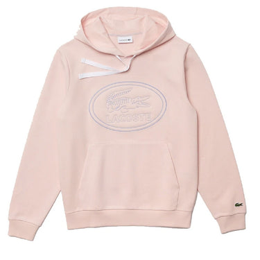 Men's Hooded Embroidered Logo Pique Fleece Sweatshirt Light Pink